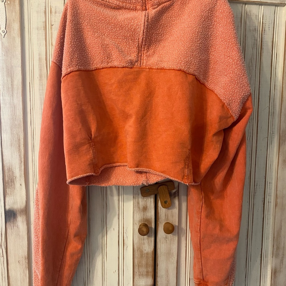 Urban Outfitters set cropped hoodie, sweats, and shirt orange pink